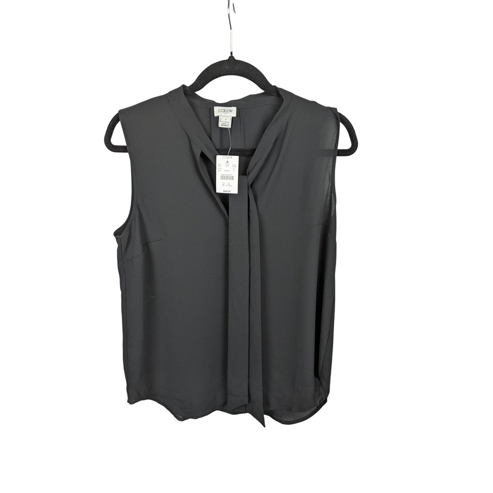J.Crew Factory Womens Black Tie Neck Sleeveless Vest Top Size S NWT